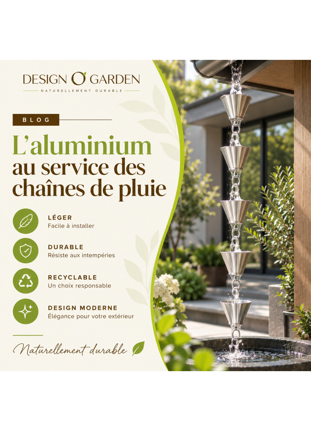 L’aluminium pour les chaînes de pluie : léger, durable et élégant